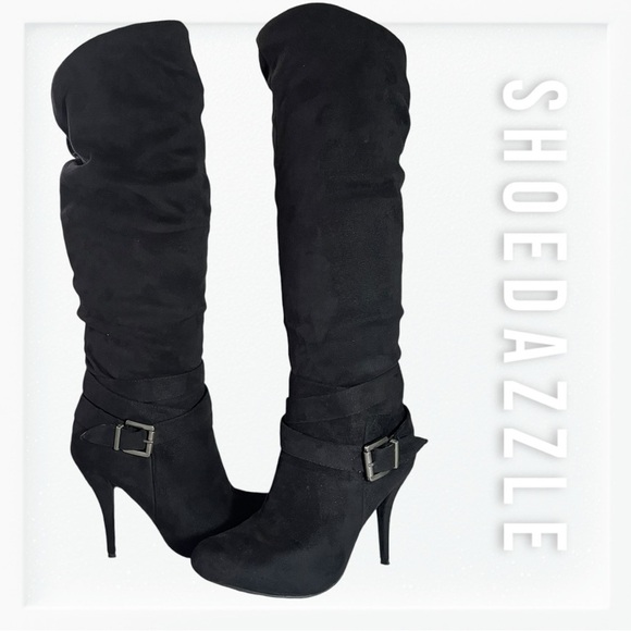 Shoedazzle Christina Slouch Knee High Stiletto Suede Boots sz 8 - Picture 1 of 15